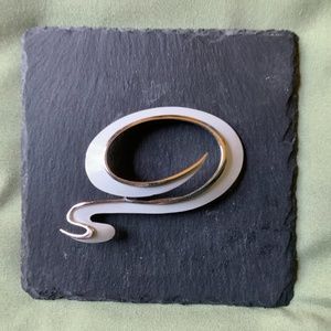 Mid Century CROWN TRIFARI  Brushed Silver Tone Enameled Pin Collectible